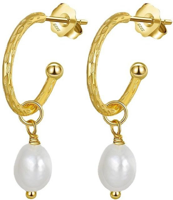 Ohrringe 925 Sterling Silber, Süßwasser Perle, beige, Damen - Bild 1