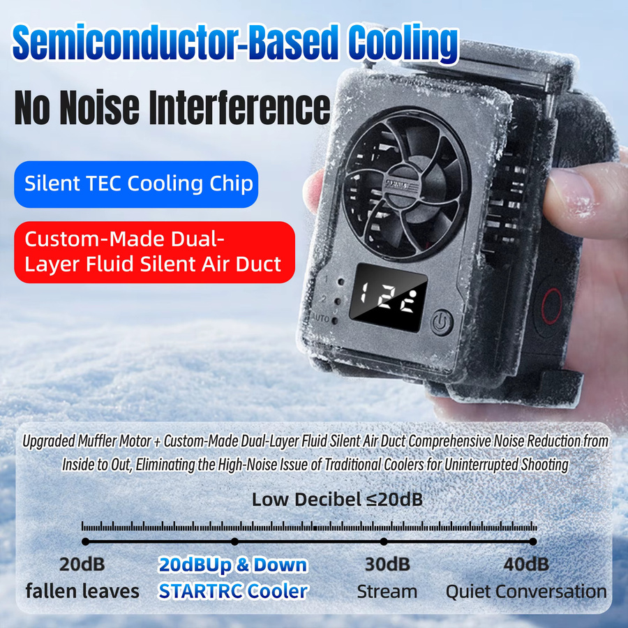 Ice Core Kühlradiator mit 3-Gang-Einstellung und Cold Shoe für DJI Osmo Action 5 Pro, Action 4 und Action 3 in Schwarz - Bild 3