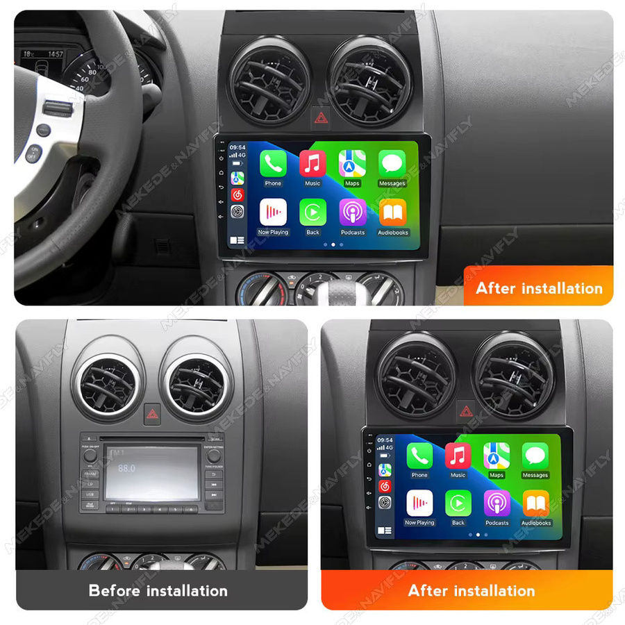 MEKEDE Android 14 2 Din Autoradio für Nissan Qashqai J10 2006-2013 mit Carplay, Multimedia-Zentrale und Autoaudiosystem in Schwarz - Bild 2