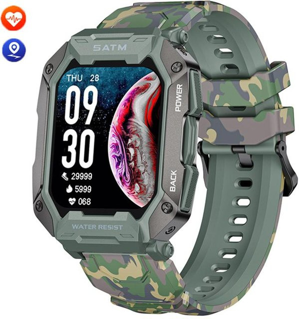 LIGE Smartwatch, Bluetooth, Silikon, Schwarz, Herren - Bild 1