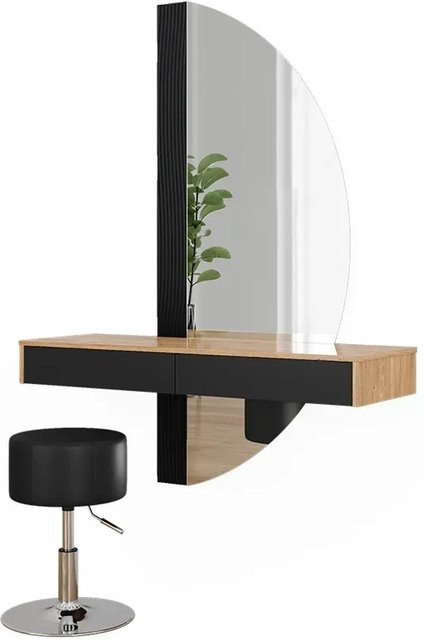 Vicco Schminktisch Melisa mit Beleuchtung und Hocker, Eiche Schwarz, Breite: 120 cm - Bild 2