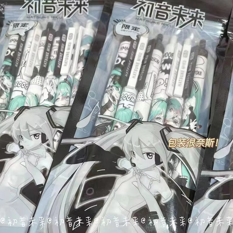 Bandai Miku Anime Set mit 6 Stück schnelltrocknenden Gelstiften in Schwarz und Multicolour, 0,5 mm Stiftstärke aus Kunststoff - Bild 3