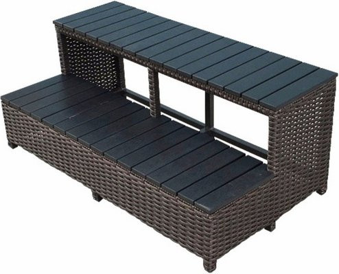Canadian Spa Whirlpool Treppe in Braun für quadratische Whirlpools mit 2,4 m Länge, B/T/H: 130 x 56 x 43 cm - Bild 1