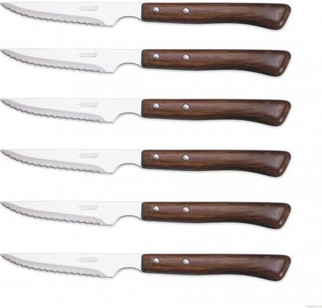 Arcos 6er Steakmesser-Set mit Holzgriffen und mikroverzerrten Edelstahlklingen in Braun - Bild 1