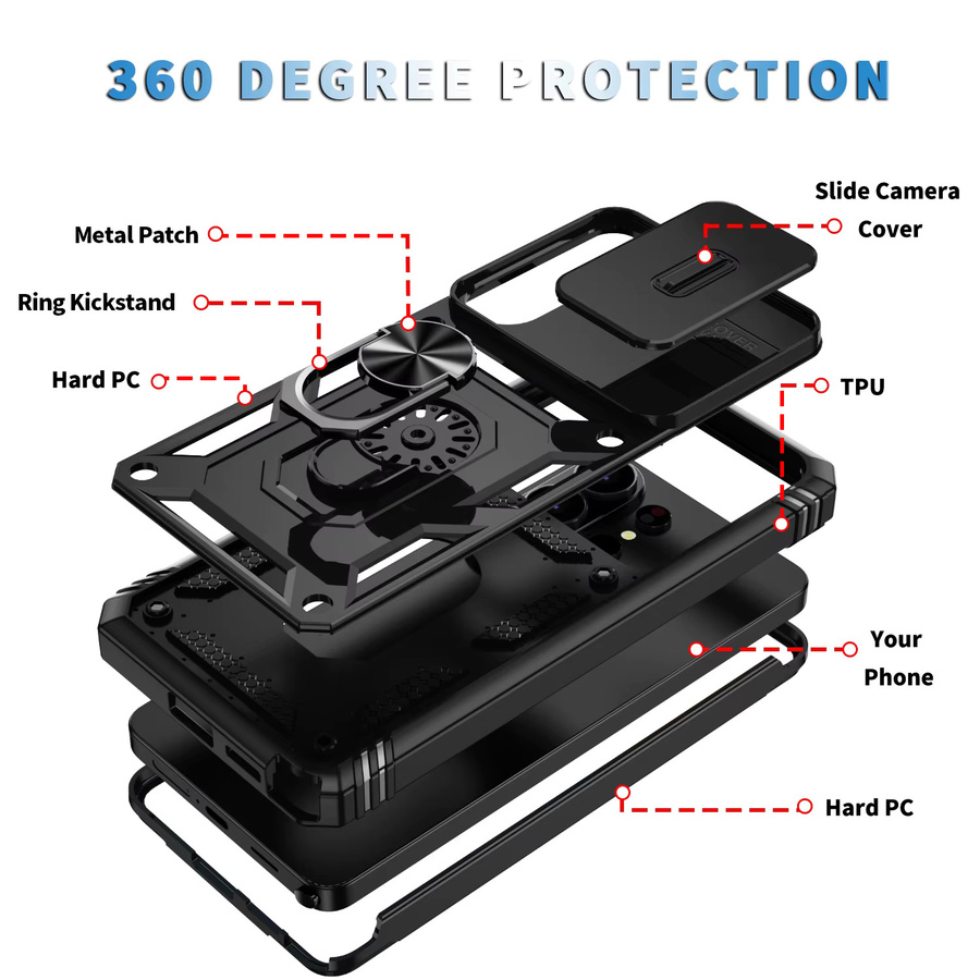 Clucy 360° Vollschutz-Handyhülle für Samsung Galaxy S26 S25 S24 S23 Ultra mit Panzerung, Magnetring und Standfunktion in Schwarz, Pink oder Grün - Bild 6