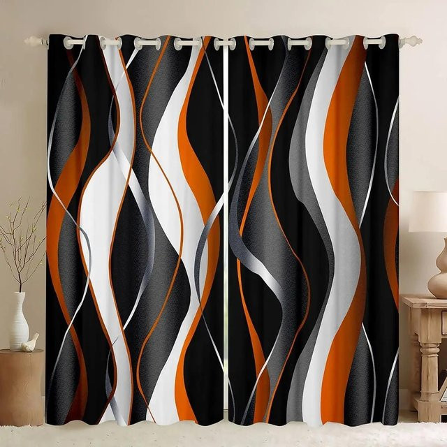 Verdunkelungsvorhang Yiran Furniture mit geometrischem Kreisdesign in Gelb Grau Schwarz, Breite: 55 cm, Höhe: 120 cm - Bild 1