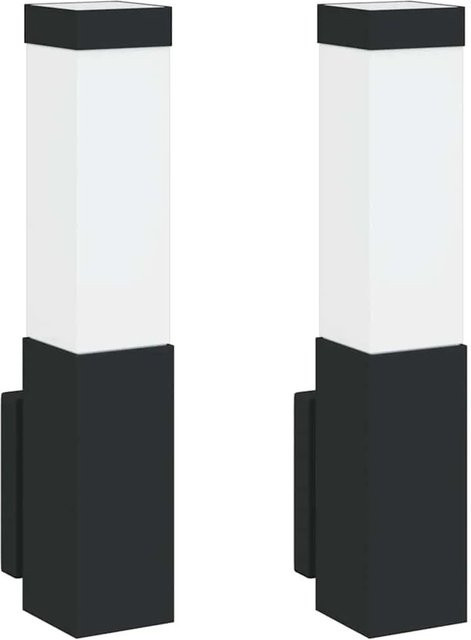 vidaXL Außenwandleuchte 2er-Set Schwarz aus Edelstahl und Kunststoff, moderne Wandlampe für Garten und Eingangsbereich, IP44, E27, B/T/H: 10,5 x 6 x 33 cm - Bild 1