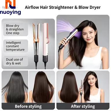 NUOYING 2-in-1 Haartrockner & Glätteisen mit Negativ-Ionen, Blau - Bild 3