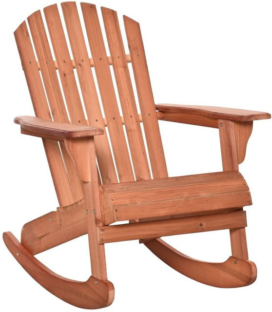 Outsunny Schaukelstuhl aus Fichtenholz in Rustic Brown und Beige für Garten und Terrasse - Bild 1