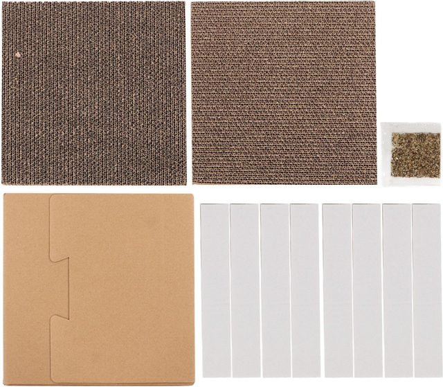 Neoglint Katzen-Kartonhaus mit 2 Kratzpads in Braun aus Wellpappe und MDF - Bild 1