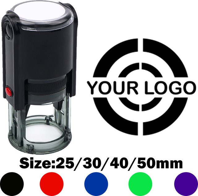 Selbstfärbender Rundstempel mit individuellem Logo-Design in Schwarz für DIY-Einladungen und Papierdekoration, Durchmesser: 25 mm, 30 mm, 40 mm oder 50 mm - Bild 1