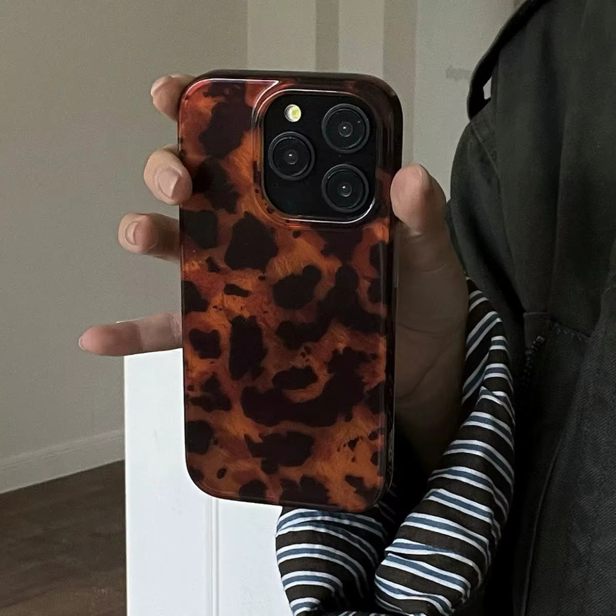 Retro-Bernstein-Laser-Handyhülle mit Leopardenmuster für Apple iPhone in Braun und Multicolour - Bild 4