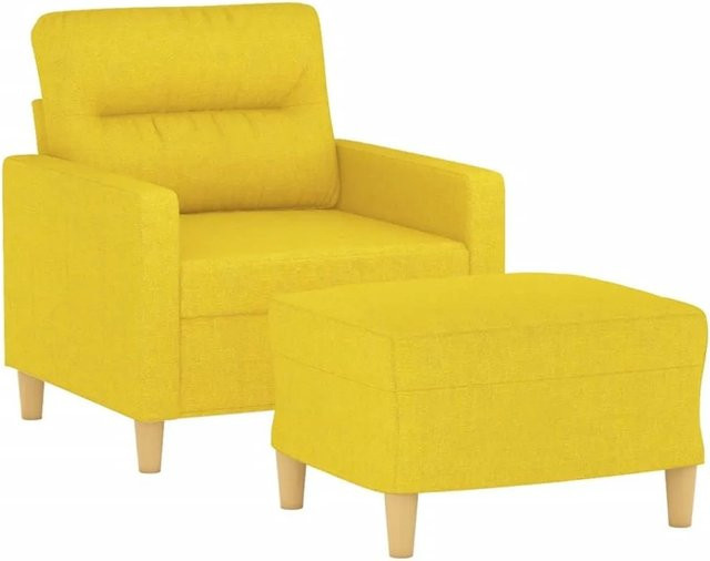 vidaXL Sessel mit Hocker in Gelb aus Stoff mit Armlehnen und Polsterung - Bild 1