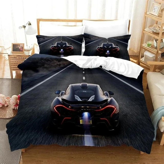 3D-Druck Bettwäsche-Set mit Autos und Fahrzeugen für Kinder, 3-teiliges Heimtextilien-Set bestehend aus Bettbezug und Kissenbezügen, Größe: 264 x 228 cm - Bild 1