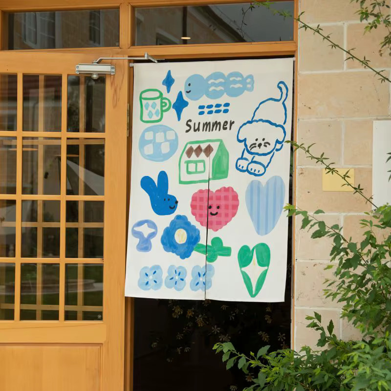 VIKAMA Sommer-Graffiti-Türvorhang mit Tier-Motiv, halbtransparent, mehrfarbig, Breite: 90 cm, Höhe: 65 cm - Bild 2
