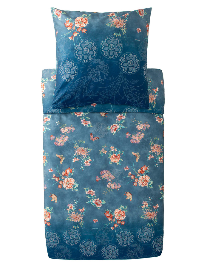 Bassetti Esperidi Mako-Satin Bettwäsche mit floralem Design in Petrol - Bild 1
