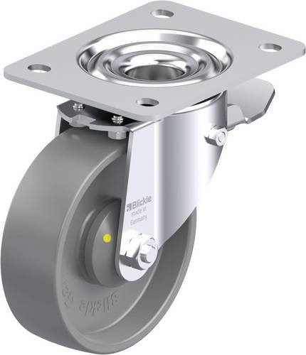 Blickle Stahlblech-Lenkrolle LK-PO 125KA-3-ST-ELS in Grau mit 125 mm Rad-Durchmesser und 300 kg Tragfähigkeit - Bild 1