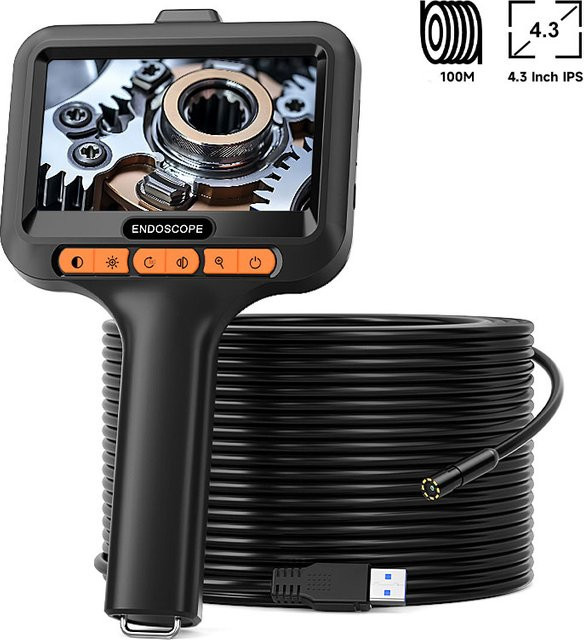 ENWOR Industrielle Endoskopkamera mit 4,3-Zoll-IPS-Bildschirm, HD1080P, wasserdicht, 2–100 m Reichweite und 8 einstellbaren LEDs für die Rohrkanalinspektion - Bild 1