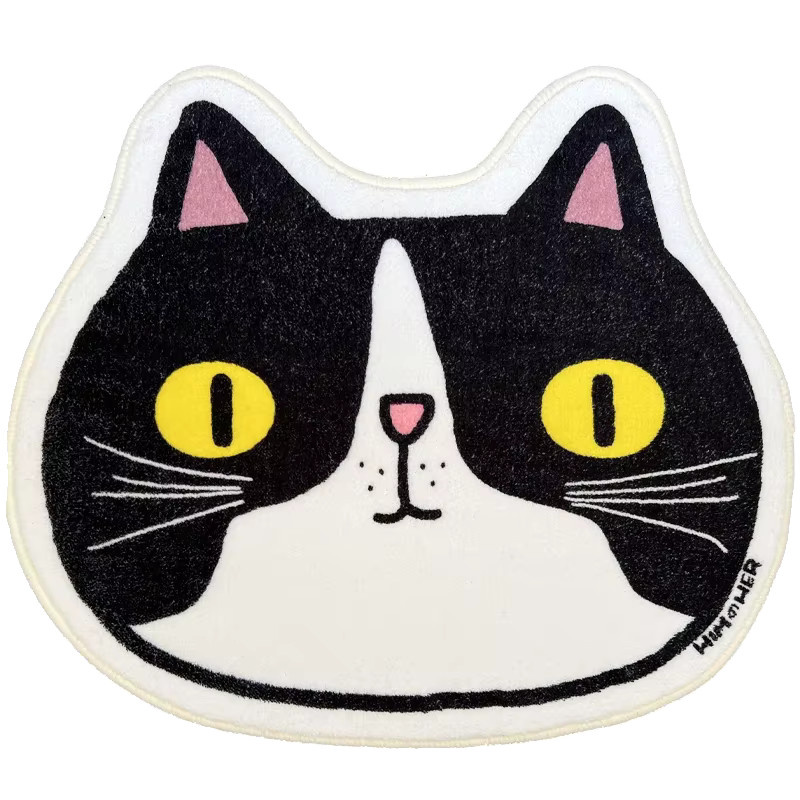 Rutschfester VIKAMA Teppich mit Katzen-Illustration in Mehrfarbig für Wohnzimmer und Schlafzimmer - Bild 3