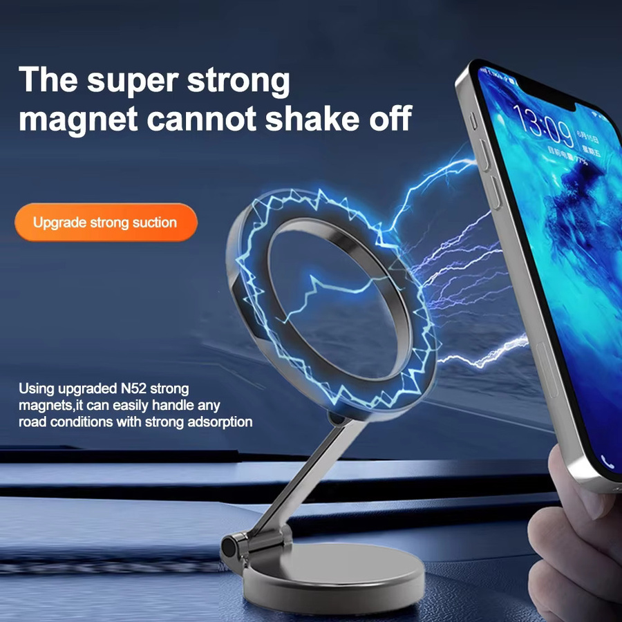 HTHwish Magnetischer Handyhalter für das Auto, 360 Grad drehbar und verstellbar, MagSafe kompatibel für iPhone 15, Samsung und Xiaomi, Farbe: Silber - Bild 4