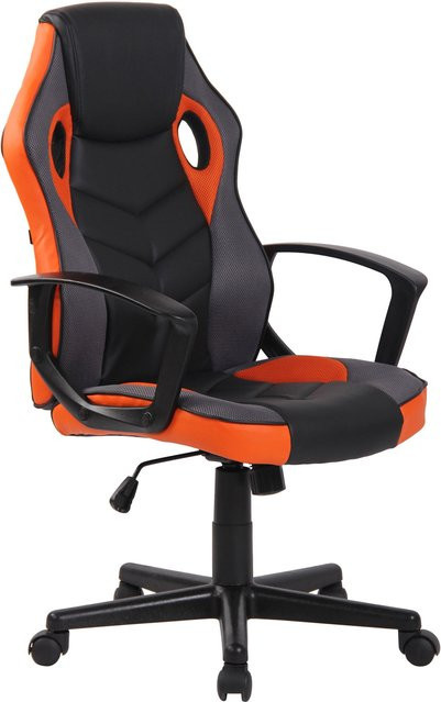 TPFLiving Gaming Bürostuhl Glan in Schwarz/Orange aus Kunstleder mit Armlehnen und Rollen - Bild 1