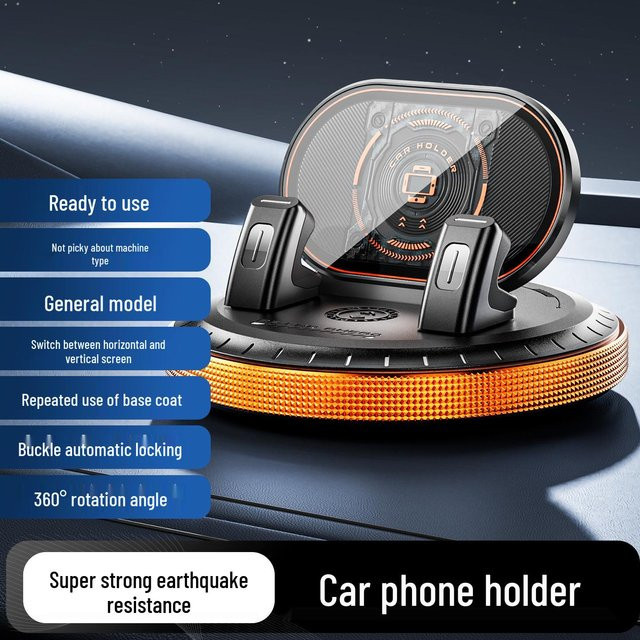 GearUp AutoMoto Premium 360° Klebe-Autohalterung für das Armaturenbrett in Schwarz - Bild 1