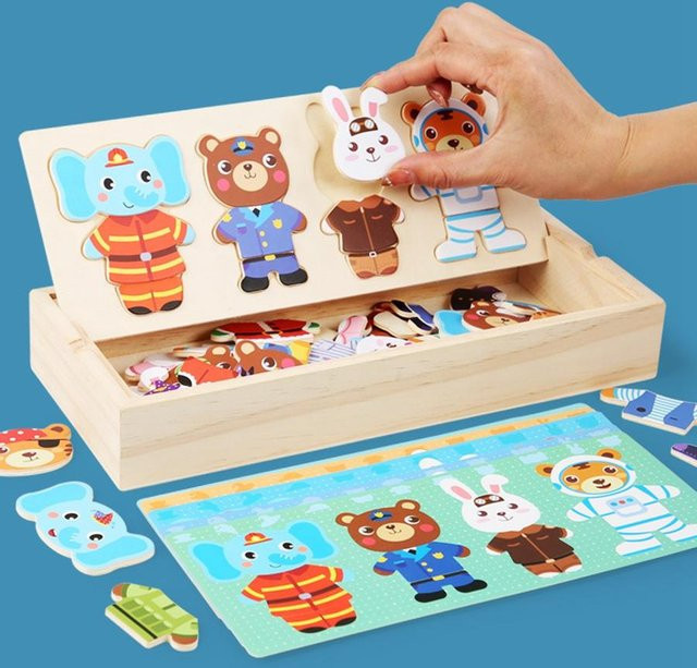Binchi Outdoor Product Holz-Häschen Verkleidungs-Puzzle-Set, ab 3 Jahre - Bild 1