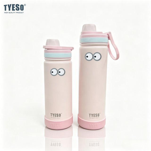 TYESO Tragbare Sport-Kaltwasserflasche mit Augen-Motiv und rutschfester Silikonhülle, Gelb, 750 ml - Bild 1