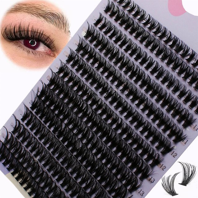 30D Cluster Wimpern Einzelwimpern, Mix 9–16 mm, D Curl, Black, 280 Stück - Bild 1