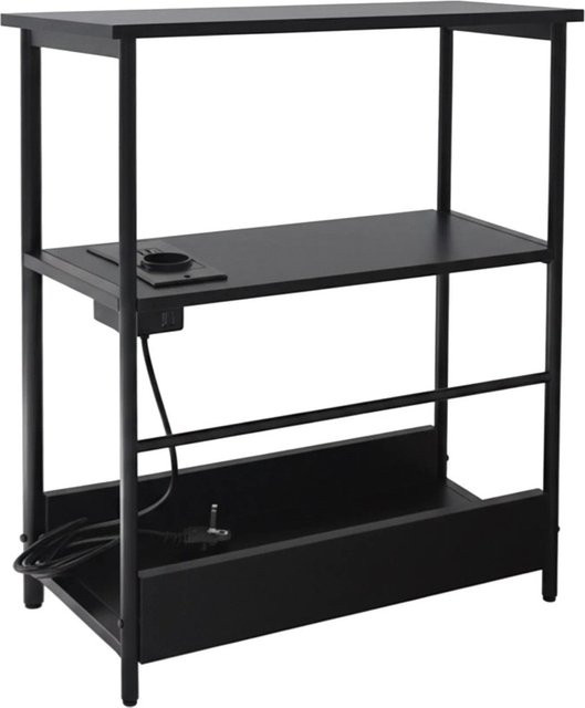 Relaxdays Beistelltisch in Schwarz mit Steckdose und USB-Ports im industriellen Look aus MDF und Eisen, B/T/H: 58 x 45 x 18 cm - Bild 1