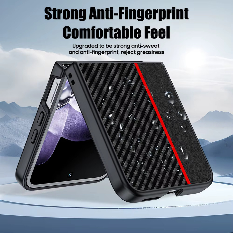 Xiaomi Mix Flip Schutzhülle mit Carbonfaser-Muster und Leder-Finish in Schwarz-Rot - Bild 4