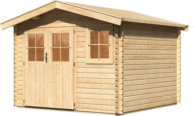 Karibu Blockbohlenhaus Comfort 1 naturbelassen inklusive Fußboden und Dacheindeckung - Bild 1