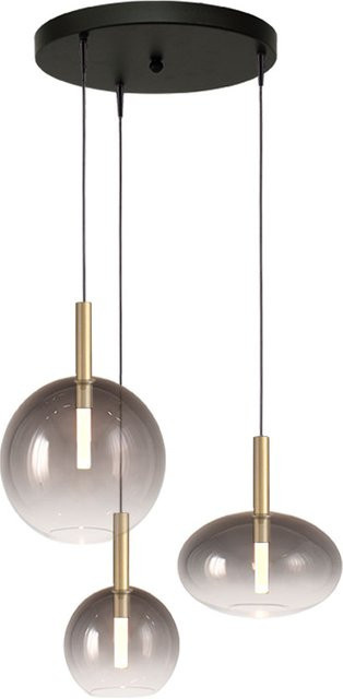 Masterlight Lido LED-Pendelleuchte 3-flammig in Gold und Rauchglas, modern und dimmbar - Bild 1