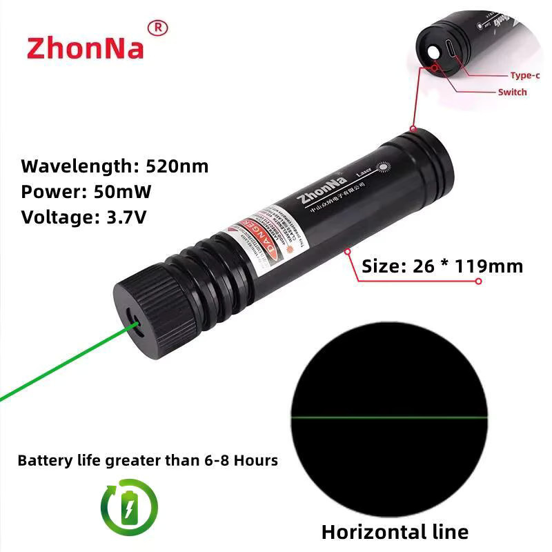 ZhonNa Laser-Werkzeug zur Linienmarkierung und zum Schneiden von Marmor und Holz in Schwarz-Grün mit Lithium-Akku und Typ-C-Ladung - Bild 2
