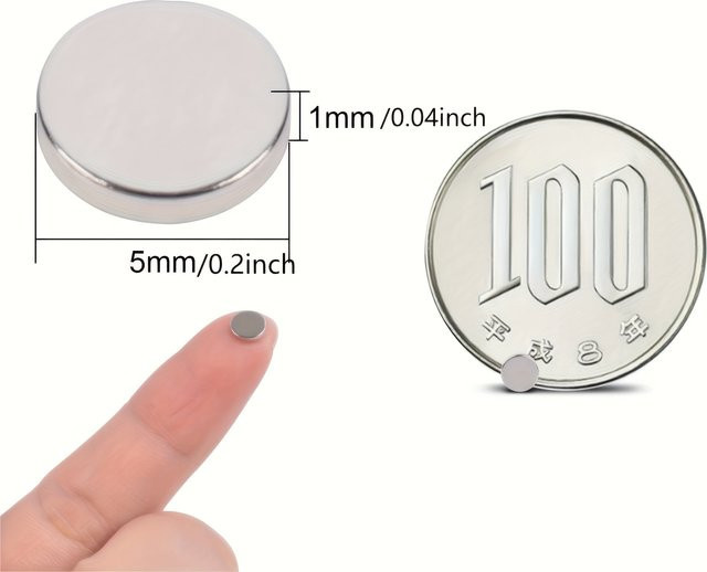 Scheibenmagnete in Silber für Schmuckherstellung und DIY-Basteln, Durchmesser: 5 mm, Dicke: 1 mm - Bild 1