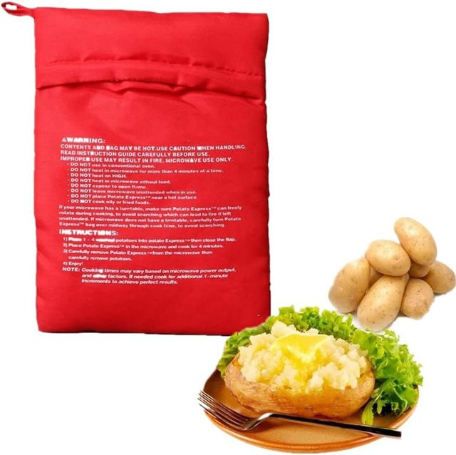 FEB.WIND Mikrowellen-Kartoffelbeutel und Maisbrotbeutel in Rot, wiederverwendbarer Backbeutel für gleichmäßige Heizung, B/T/H: 25,0 x 20,0 x 2,0 cm - Bild 1