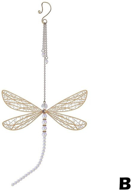 SZwatch Kristall Sonnenfänger Libelle und Schmetterling aus Metall in Weiß und Gold als Garten-Windspiel und Fensterornament - Bild 1