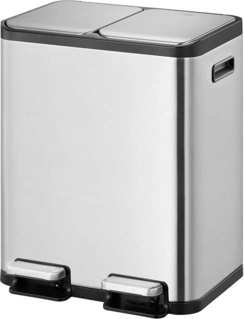 EKO EcoCasa II Splitted Treteimer aus Edelstahl in Silber, 2 x 30 Liter, mit Soft-Close-Deckel und Fingerabdruckschutz, B: 53,0 cm, T: 37,2 cm, H: 66,5 cm - Bild 1
