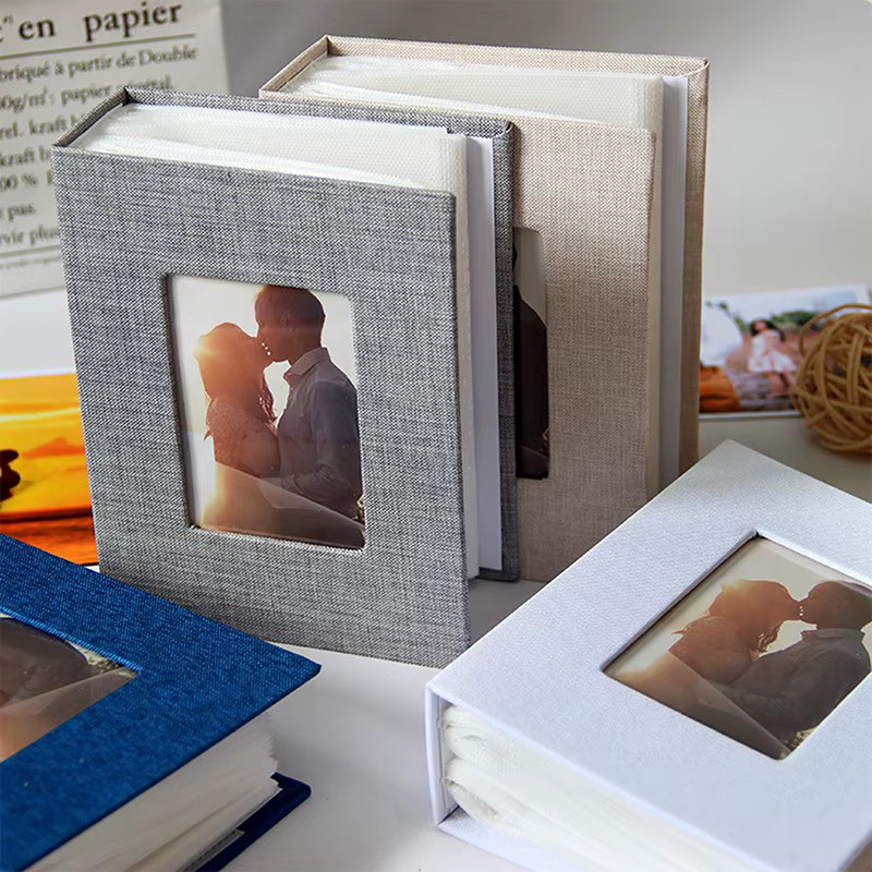 Fotoalbum mit 100 Taschen für 4 x 6 Fotos in Blau mit Leinenhülle und beschreibbarer DIY-Aufbewahrung - Bild 3