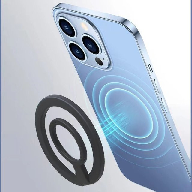 Magnetischer Ring-Telefonhalter mit Metallschließe und Universal-Klebstoff für MagSafe, Schwarz - Bild 1