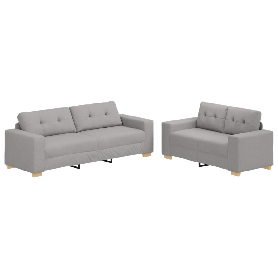 vidaXL Sofa-Set 2-teilig modern Grau Leinenmischgewebe mit Armlehnen und Sitzkissen - Bild 2