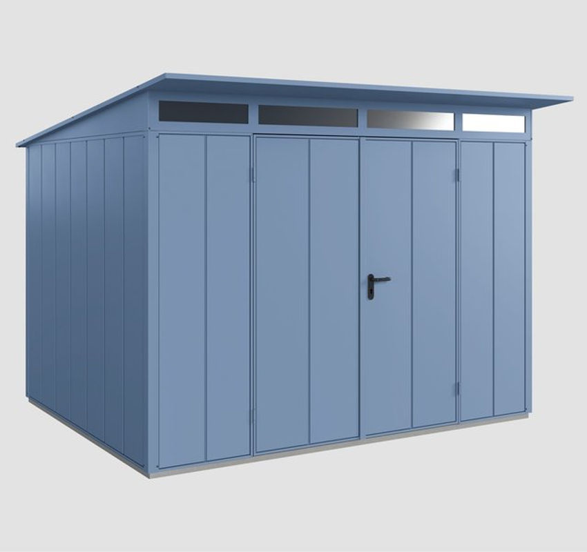 Ecostar Gerätehaus Elegant-P aus Metall in Blau mit Pultdach und Doppeltür, B/H/T: 302,8 x 232,3 x 238 cm - Bild 3