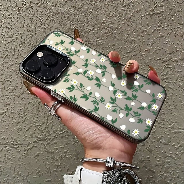TPU-Handyhülle mit grünem Blättermuster für iPhone 11 bis iPhone 17 Pro Max in Grün und Schwarz - Bild 1