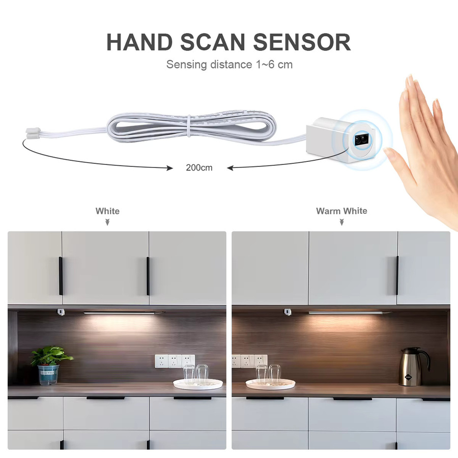 Rybakov LED Schrankbeleuchtung mit Hand-Wisch-Sensor, COB LED Streifen in Weiß für Küche und Bar - Bild 2