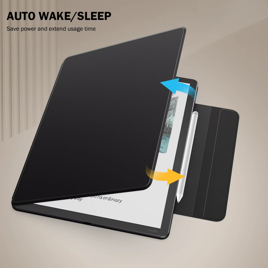 MoKo Magnetische Hülle für Kindle Scribe 2025 (3. Generation) und Kindle Scribe Colorsoft 2025 (1. Generation), Schlanke Folio PU-Abdeckung, Schwarz - Bild 4