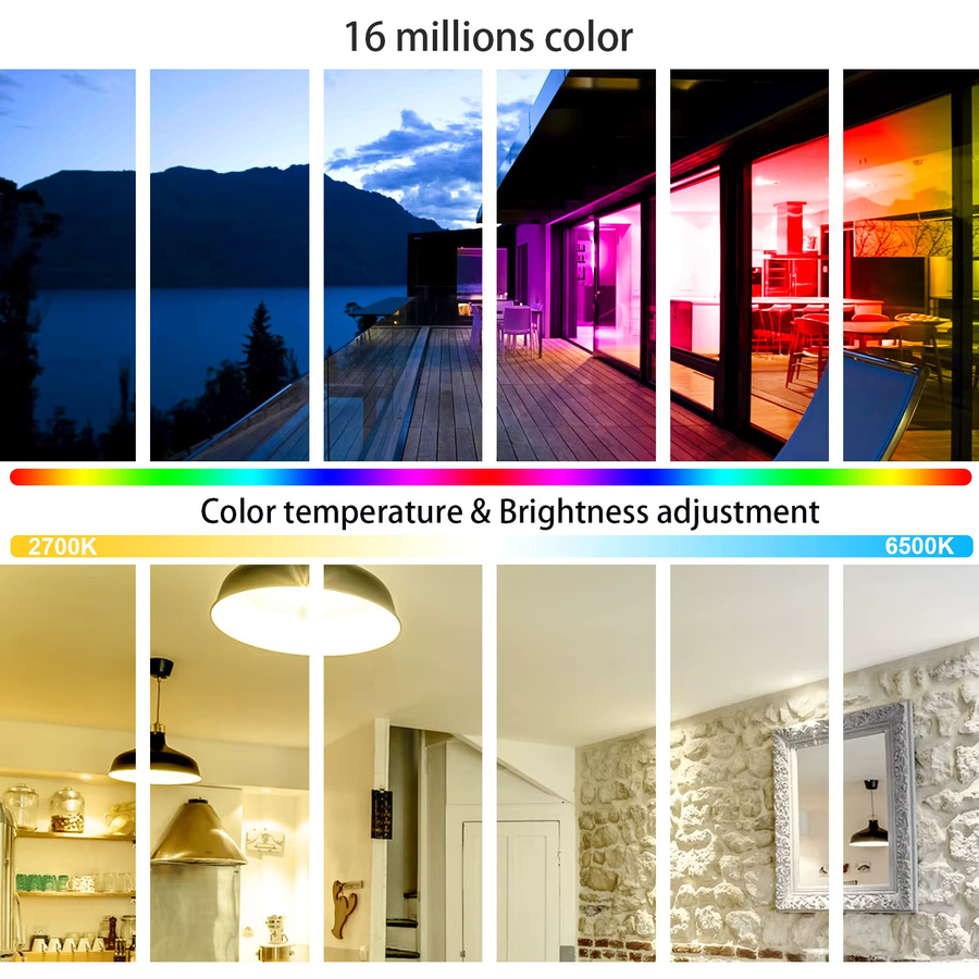 RGB Smart Home LED-Glühbirne E27 mit Musiksynchronisierung, WLAN und BLE 5.0, dimmbar und farbwechselnd - Bild 4