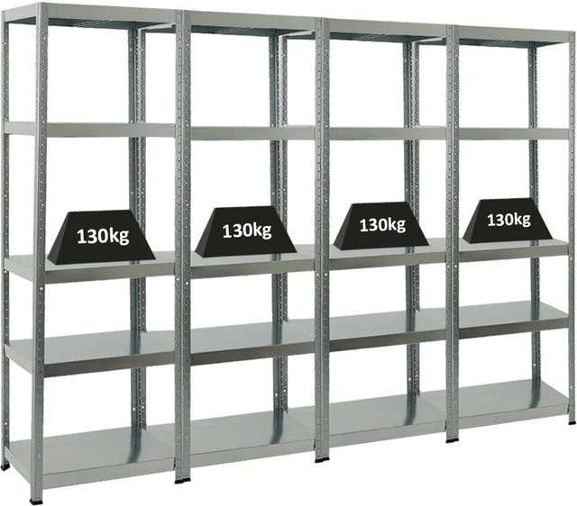 4er Set PROREGAL Schwerlastregal Steel Eagle, verzinkt, H x B x T: 180 x 60 x 40 cm - Bild 1