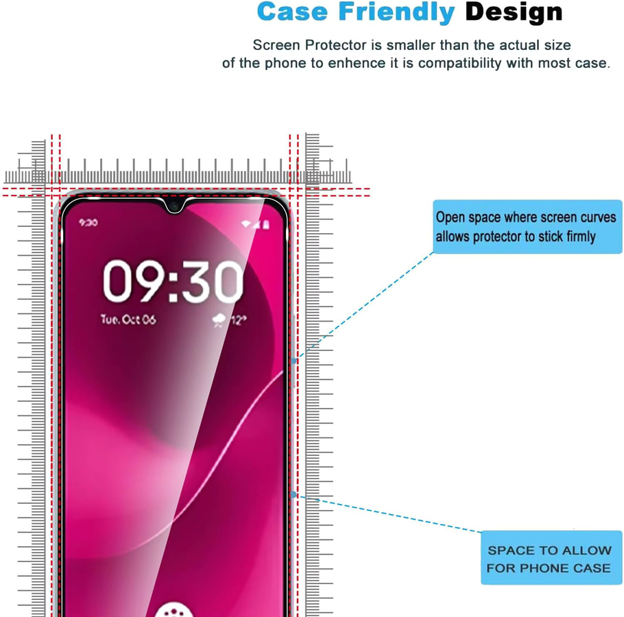 WISHXIN Displayschutzfolie aus gehärtetem Glas 2.5D 9H transparent für T-Mobile T Phone 3 Pro und T-Mobile Revvl 8 / Revvl 8 Pro inklusive Kameraobjektivschutz - Bild 4