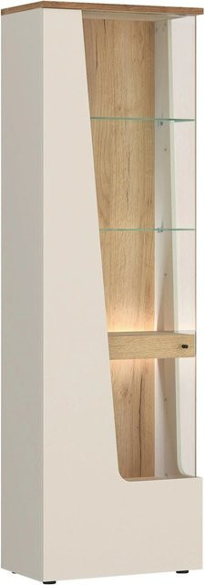 Premium Living Vitrine Cut Out in Kaschmir und Eiche mit Glastüren und integrierter Beleuchtung, Breite: 60 cm, Tiefe: 40 cm, Höhe: 198 cm - Bild 1