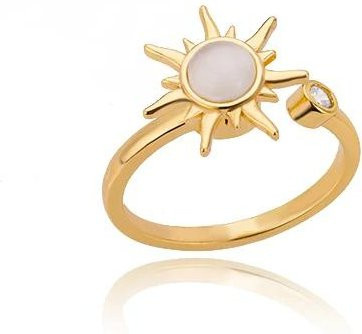 Angstring Sonne, Edelstahl, Zirkonia, Gold, Damen - Bild 1